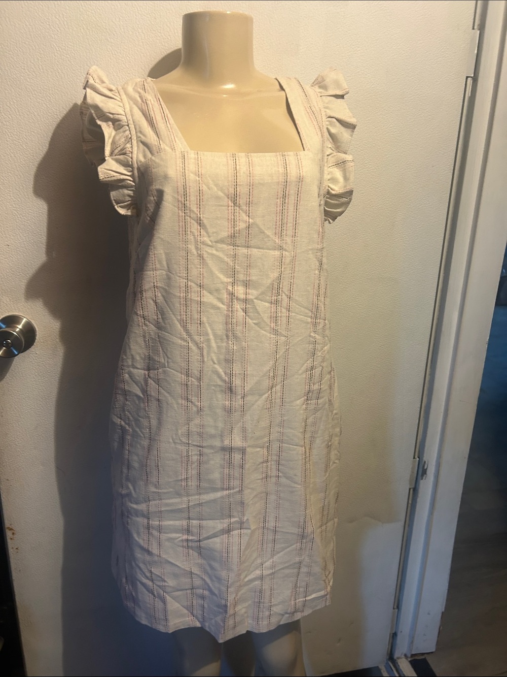 Ellison Cream Midi Dress with Ruffle Sleeves